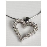 14k white gold and diamond heart pendant