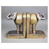 Pair of composite elephant bookends