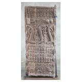 African carved wood door on metal base