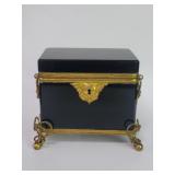 French opaline glass and metal casket
