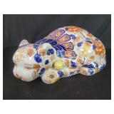 Vintage Japanese Imari hand painted ceramic cat