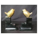 Bird figure brass bookends