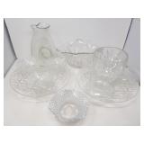 Group of crystal and glass bowl, cake stand,