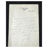 Hand signed Dodgers letter