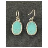 Pair of silver & turquoise earrings