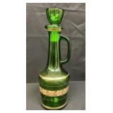 Vintage emerald green glass decanter