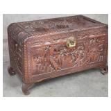 Vintage Chinese hand carved camphor wood chest