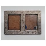 Sterling silver, wood and glass picture frame