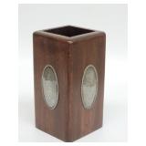 Mid century sterling and teak vase