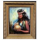 Framed signed  St.Clair poster of woman with