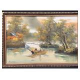 Framed, signed vintage oil on canvas painting