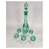 Bohemian cut crystal liqueur set