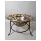 Handblown art glass Mexican leopard pattern bowl