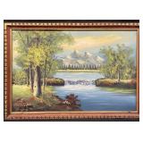 Vintage signed oil on canvas landscape painting