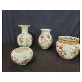 Four Zsolnay (Hungary) porcelain vases