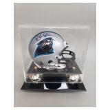 Signed Carolina Panthers Riddell mini helmet in