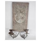 Antique Renaissance-style copper and wood candle