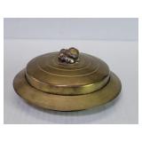 Vintage Art Deco brass and glass lidded candy dish