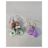 Handmade turquoise and wood bead dangle earrings