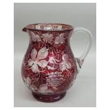 Vintage Bohemian cranberry glass cut to clear