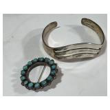 Sterling silver bracelet with silver & turquoise