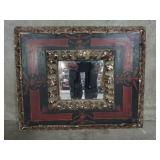 Antique Spanish-style carved & painted wall mirror