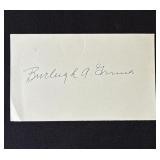 Burleigh Grimes signed index card