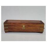 Teak incense holder box with brass hardware and
