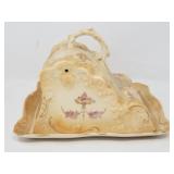 Antique Crown Devon porcelain covered cheese dish