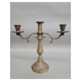 Vintage  brass candelabra with engraving on
