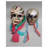 Pair of vintage brass wall masks