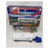Group of die-cast metal tractor trailers