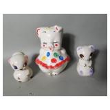 Vintage Shawnee pottery pig bank and figurines