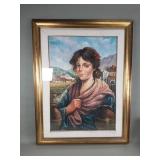 Framed Valten oil on canvas painting