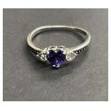 Sterling amethyst heart ring