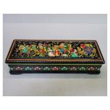 Vintage Russian hand painted lacquer jewelry box