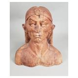 Carved wood Native American bust