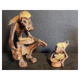 Hand-carved wood sculptures, probably Balinese