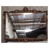 Vintage French gilt wood wall mirror with floral