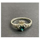 Vintage Solvar Ireland sterling Emerald ring