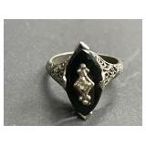 Vintage sterling and black onyx ring