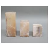 Three onyx square candle holders