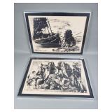 Pair of signed Moshe Gat lithographs