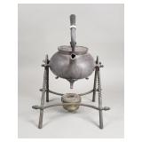 Victorian pewter tea pot spirit kettle on pouring