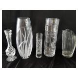 Group of crystal bud vessel and vases