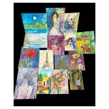 Lot of 15 watercolor paintings