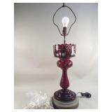 Antique ruby red hand-painted glass luster