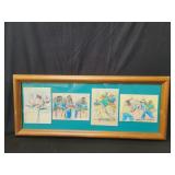 Four signed Swaston watercolors in a wood and