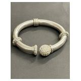 Heavy signed sterling & rhinestone bracelet