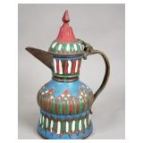 Vintage hand-painted brass teapot